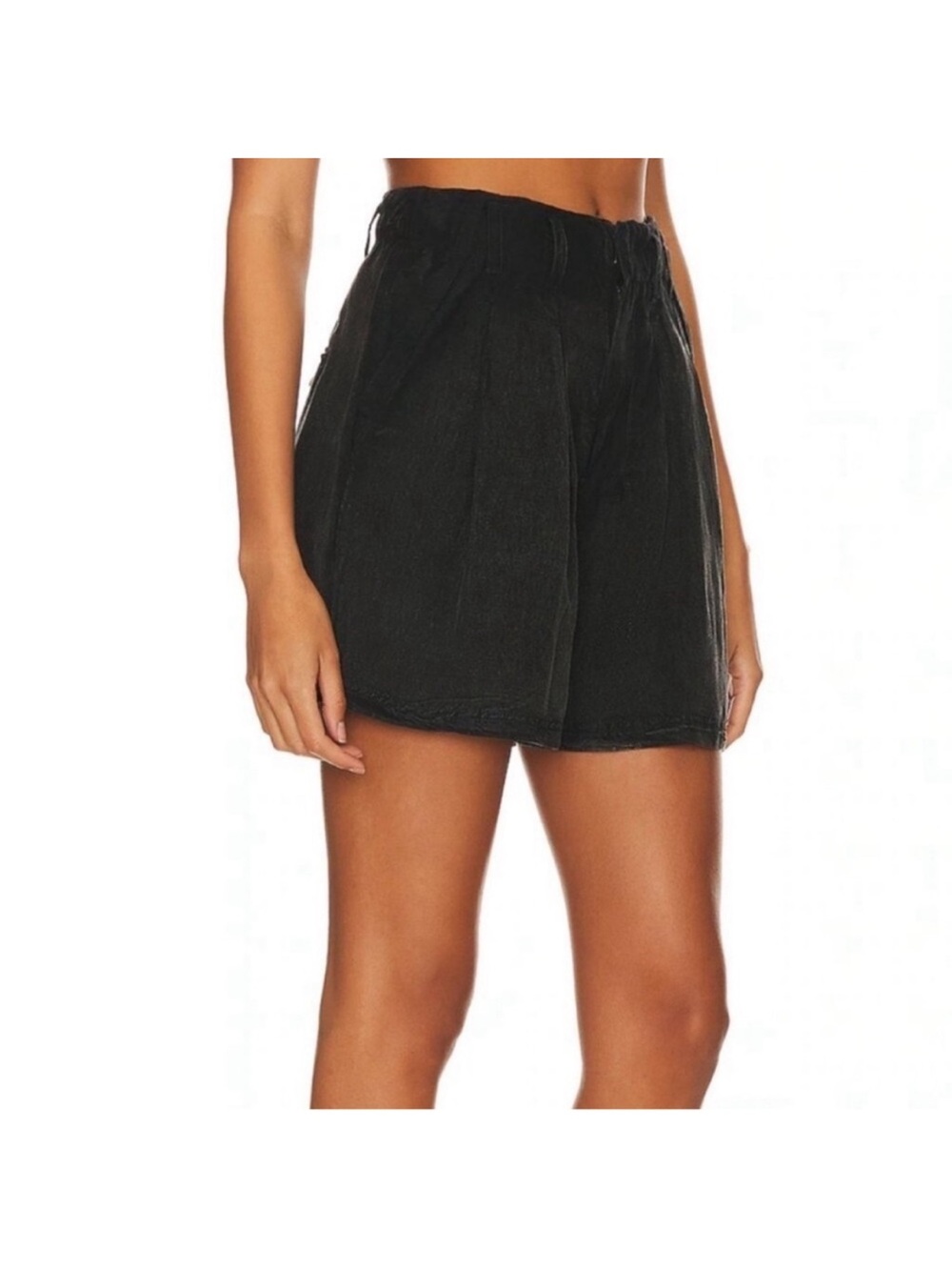 Free People Black Linen Shorts - Size 6 - Picture 2 of 8
